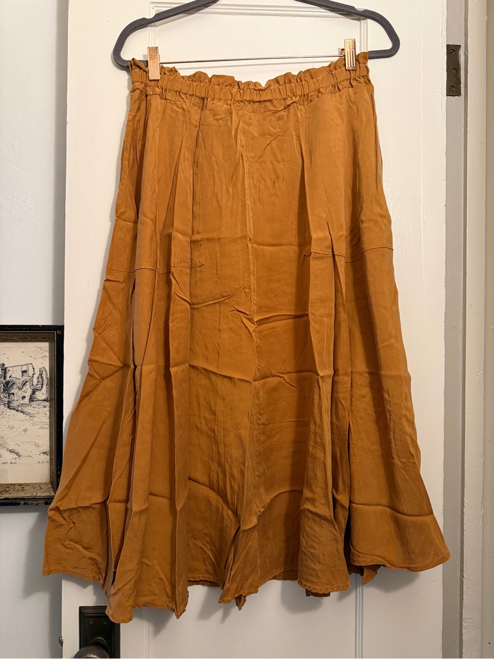 Curator SF Grace Skirt Women's Rust Midi Skirt - Elastic Waist Pockets